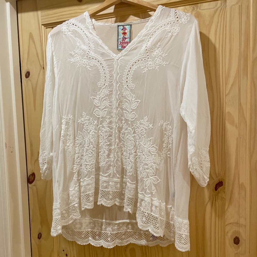 Johnny Was Lace and Embroidery Blouse